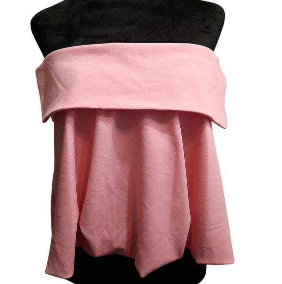 NWT Zara Pink Bubble Hem Off Shoulder Tubetop Med - Picture 1 of 5